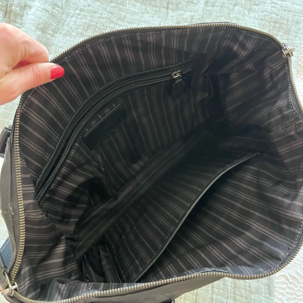 TUMI Charcoal Leather Briefcase